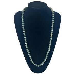 Jasper Malachite Beaded Necklace Smooth Natural Stone Green 17" Length